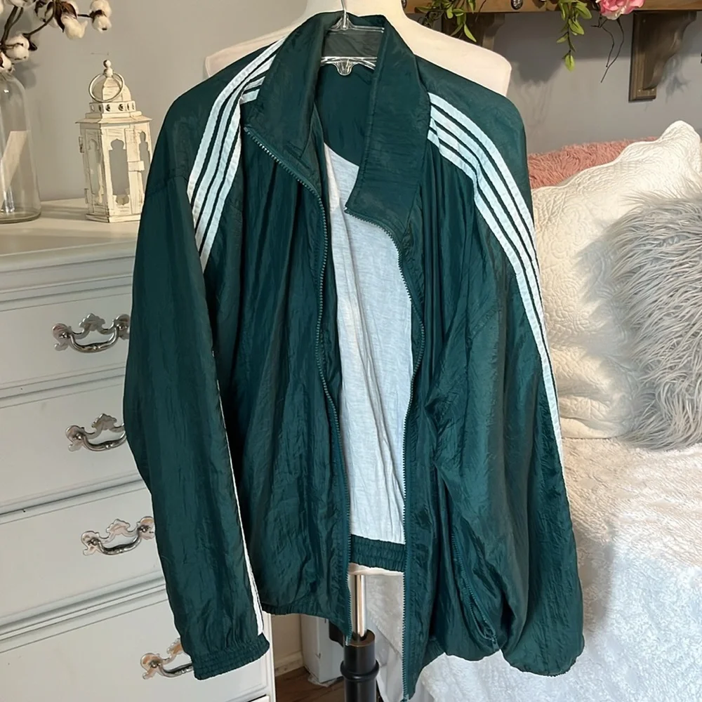 Vintage Dark Green Windbreaker Jacket